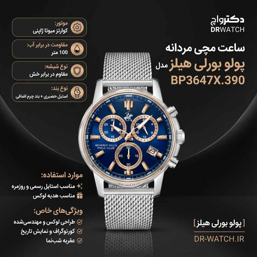 ساعت مچی مردانه پولو بورلی هیلز BP3647X.390