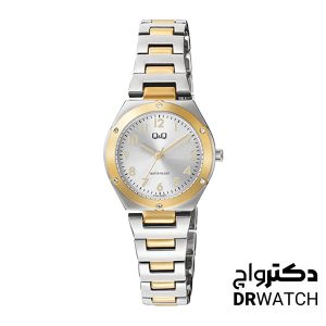 ساعت مچی زنانه نقره ای طلایی کیو اند کیو F19A-005PY