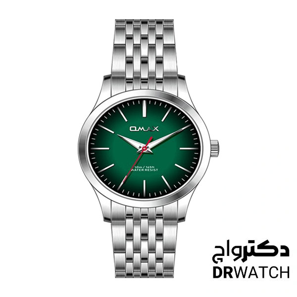 ساعت مچی زنانه نقره ای با صفحه سبز گرادینتی اوماکس مدل ACB102I00E