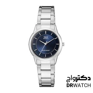 ساعت مچی زنانه نقره ای با صفحه سرمه ای کیو اند کیو مدل QA45J202Y