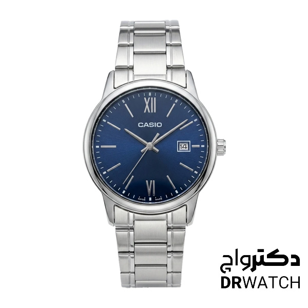 ساعت مچی نقره ای سرمه ای کاسیو مدل MTP-V002D-2B3