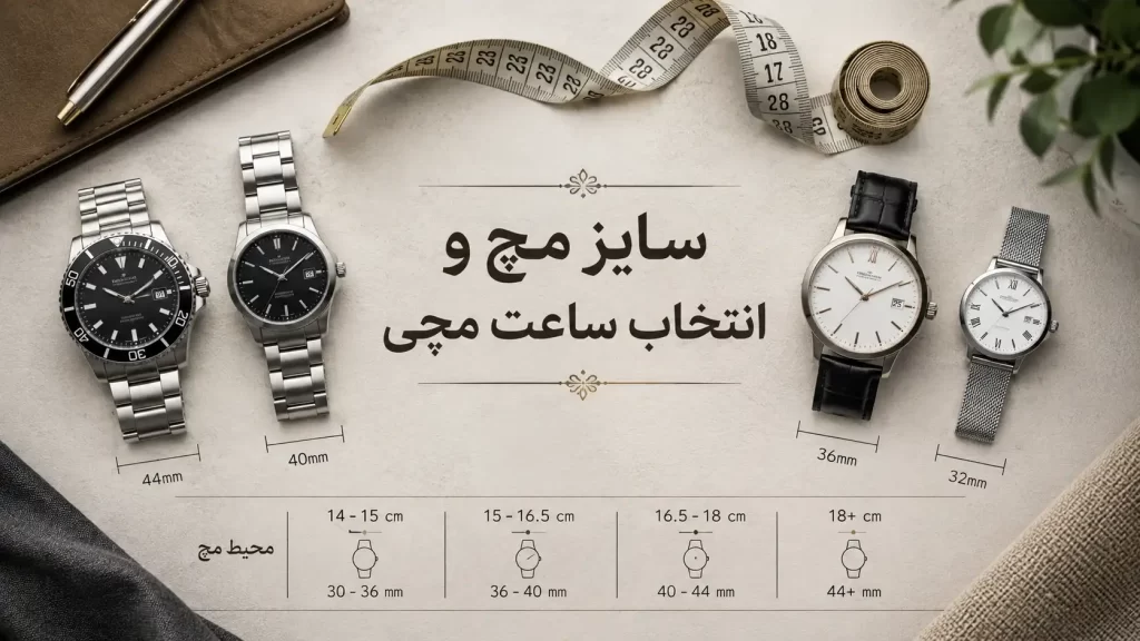 انتخاب ساعت مچی بر اساس سایز مچ