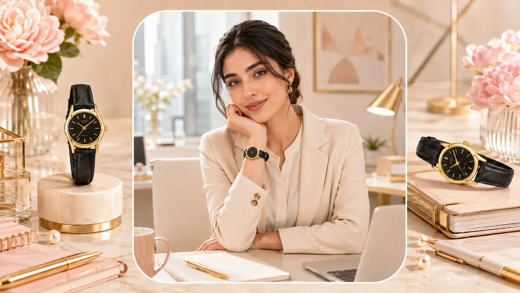 ساعت مچی زنانه بند چرمی