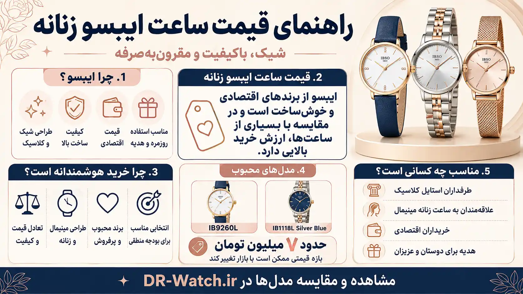 قیمت ساعت ایبسو زنانه
